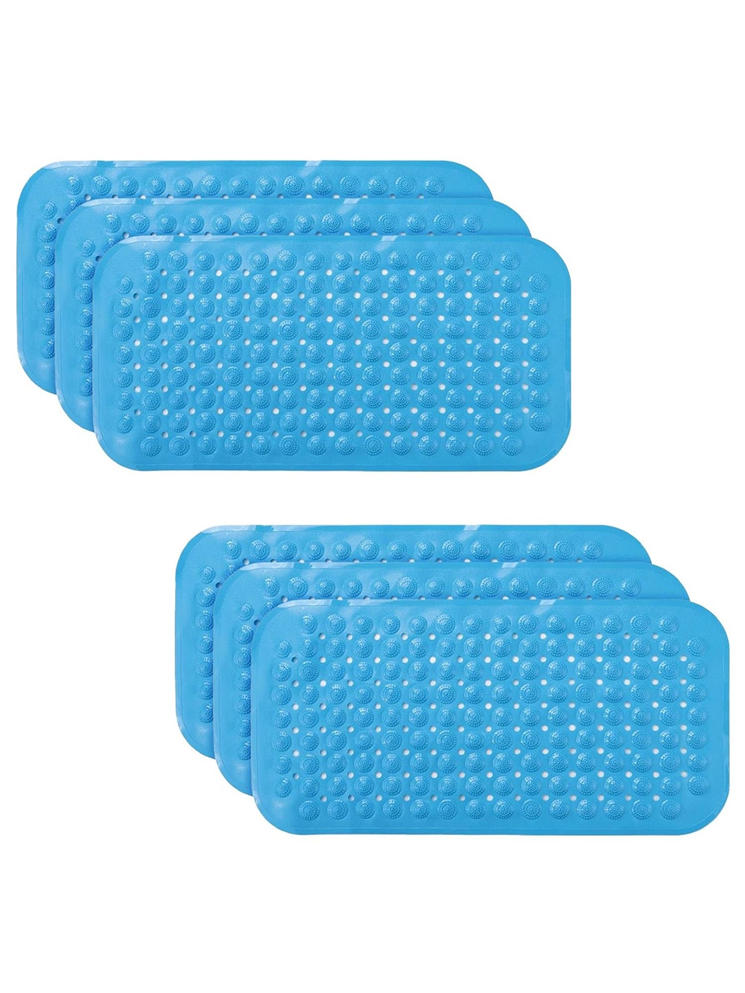 

Kuber Industries Blue 6 Pieces 240 GSM Anti-Skid Bath Rugs