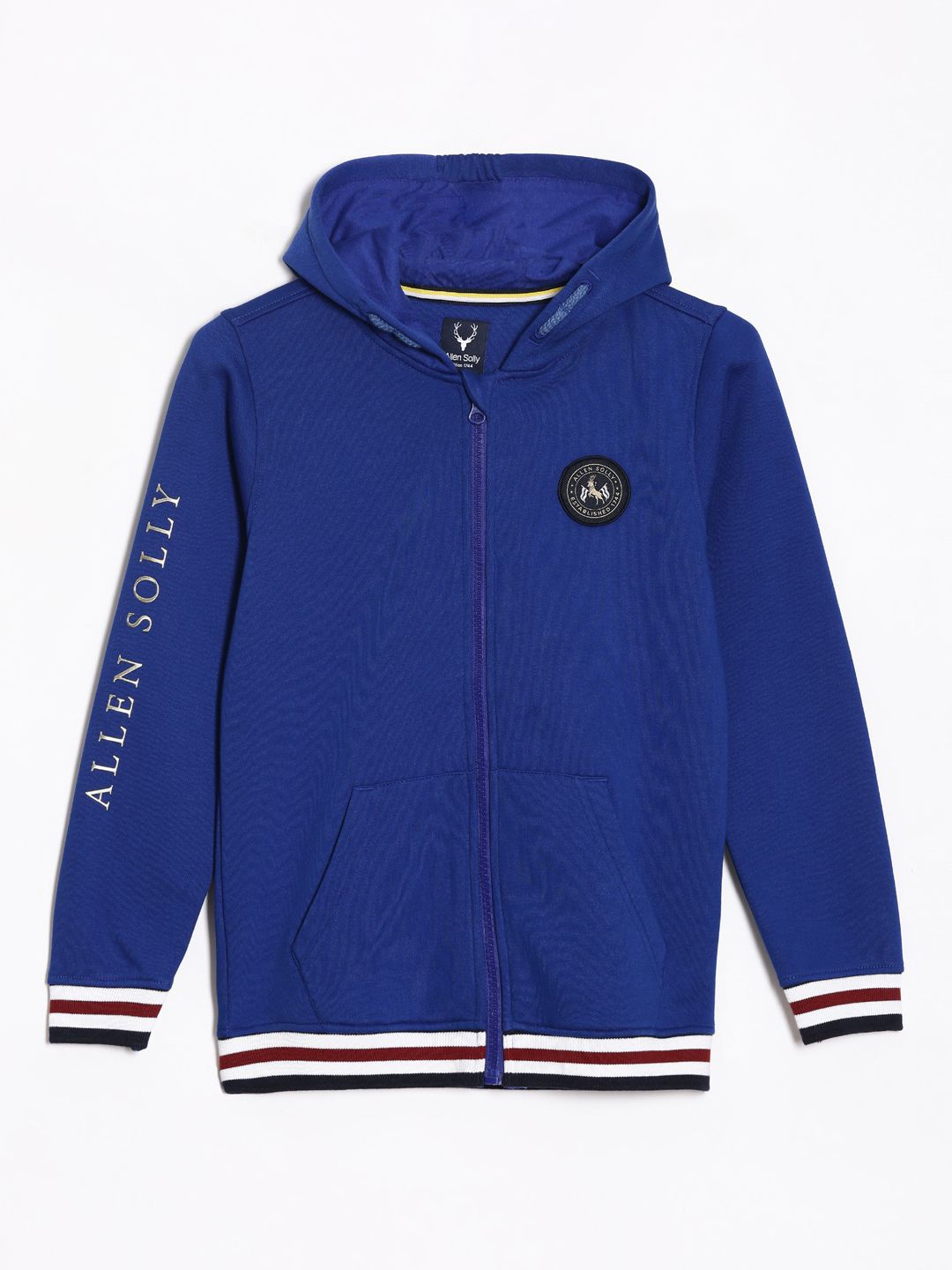

Allen Solly Junior Boys Embroidered Brand Logo Hooded Sweatshirt, Blue