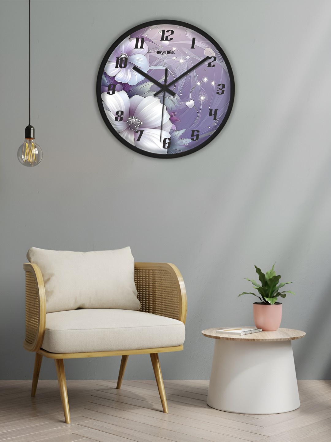

OLIVE TREE Black & Purple Printed Analogue Contemporary Wall Clock
