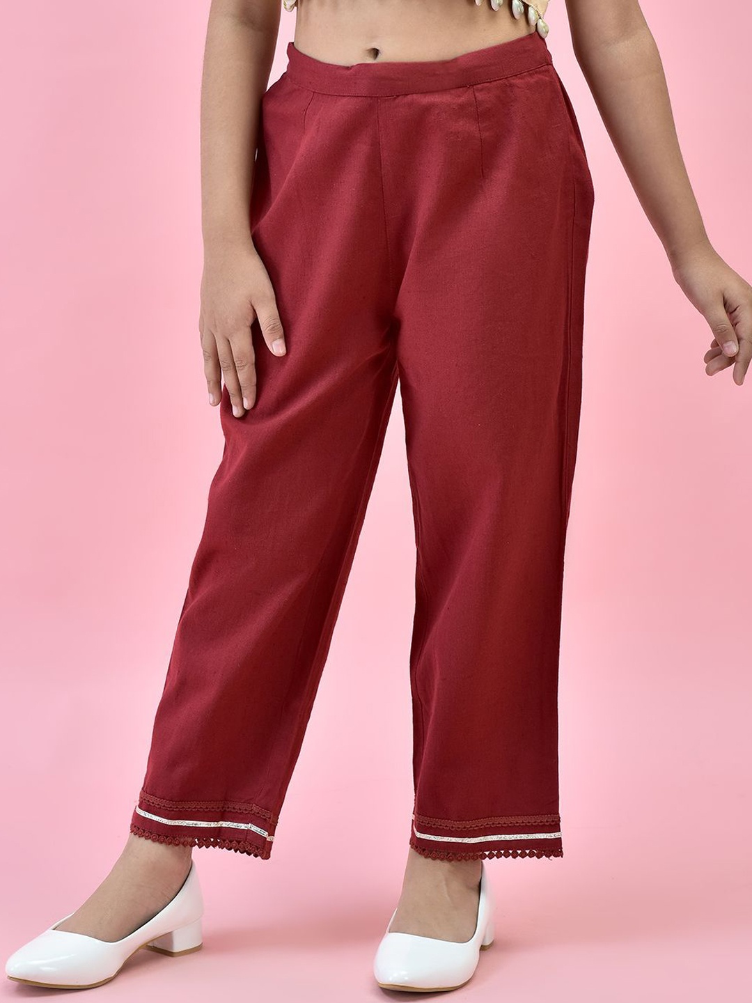 

Juniper Girls Mid-Rise Regular Fit Parallel Trousers, Maroon
