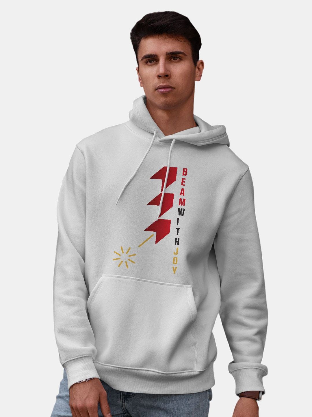 

macmerise Men Printed Hooded Sweatshirt, White