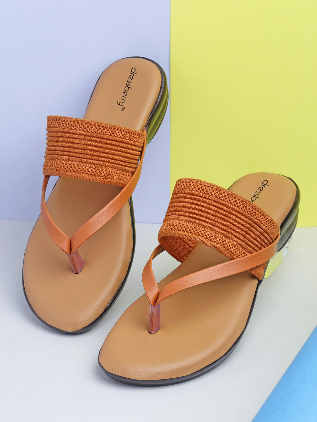 

DressBerry Women Woven Design Open Toe Flats, Tan