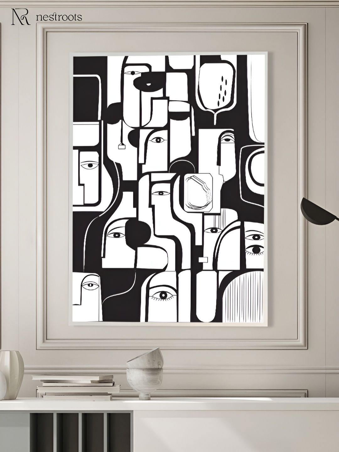 

nestroots White & Black Ink Stains & Daydreams Painting Wall Art