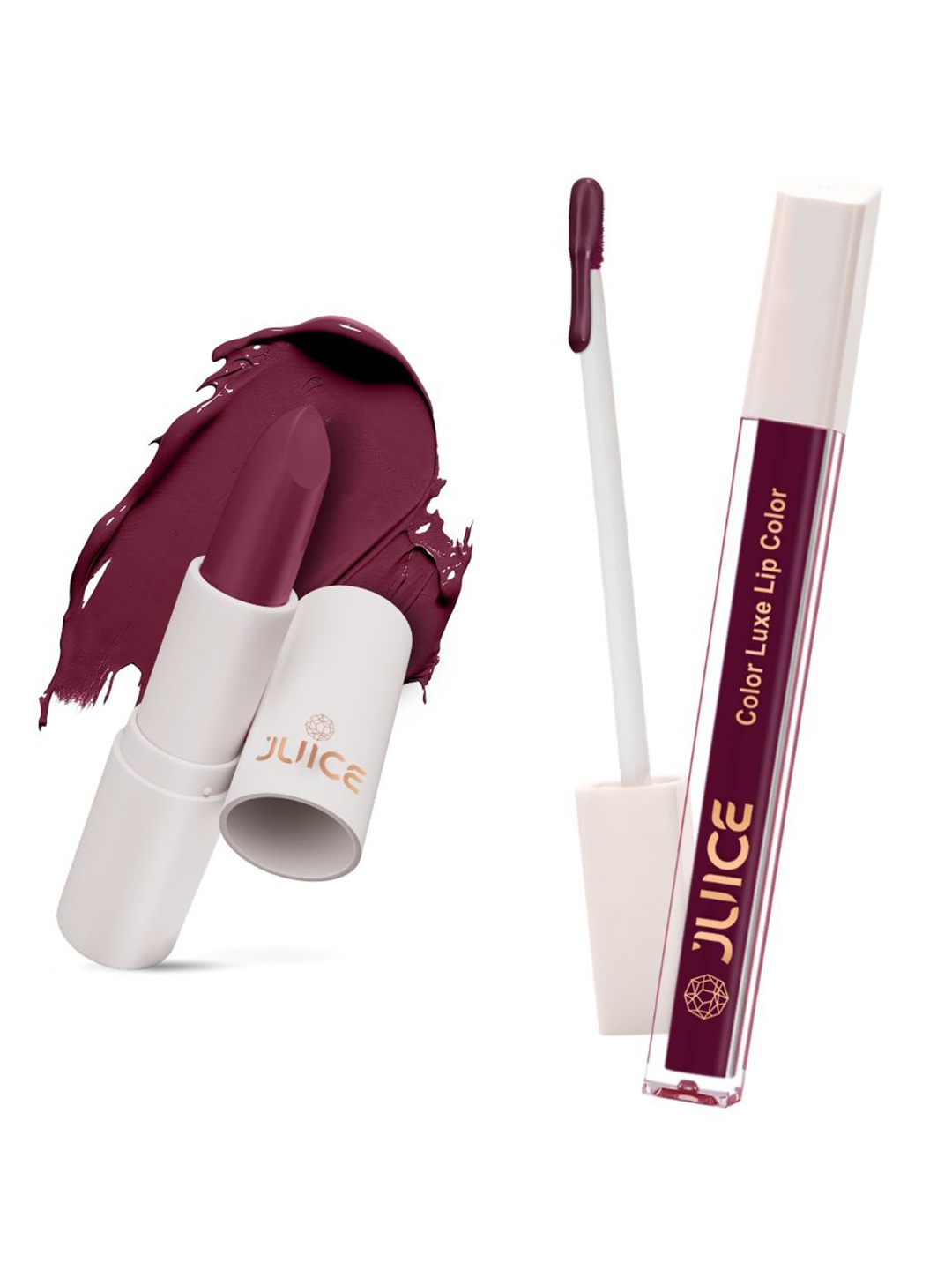 

JUICE Set of Color Luxe Lip Color 2.5ml & Kiss Sensation Lipstick 4g - Shade M14 & M04, Maroon