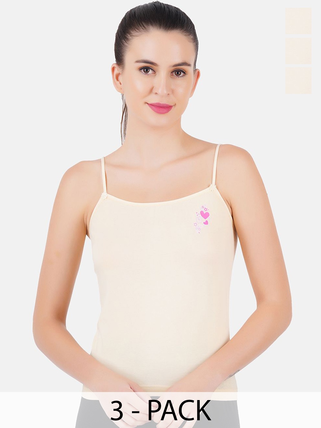 

Ramraj Pack Of 3 Pure Cotton Sleeveless Camisoles-R1AmokaSkin, Beige