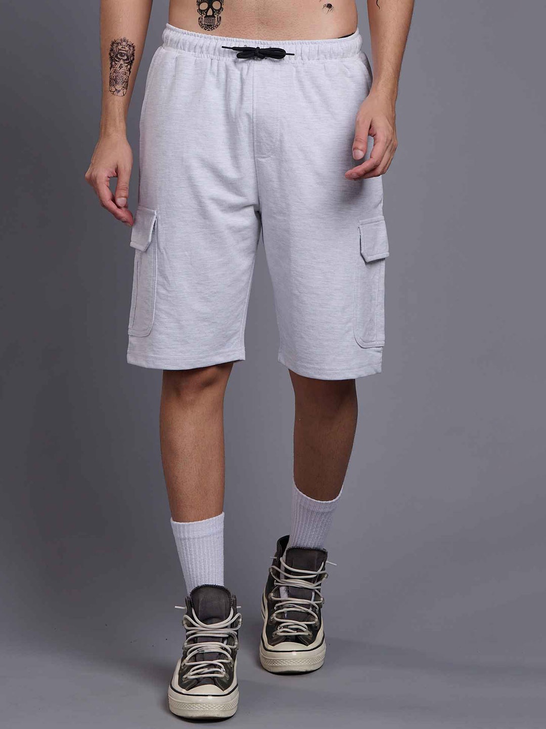 

GO DEVIL Men Loose Fit High-Rise Cargo Shorts, Grey