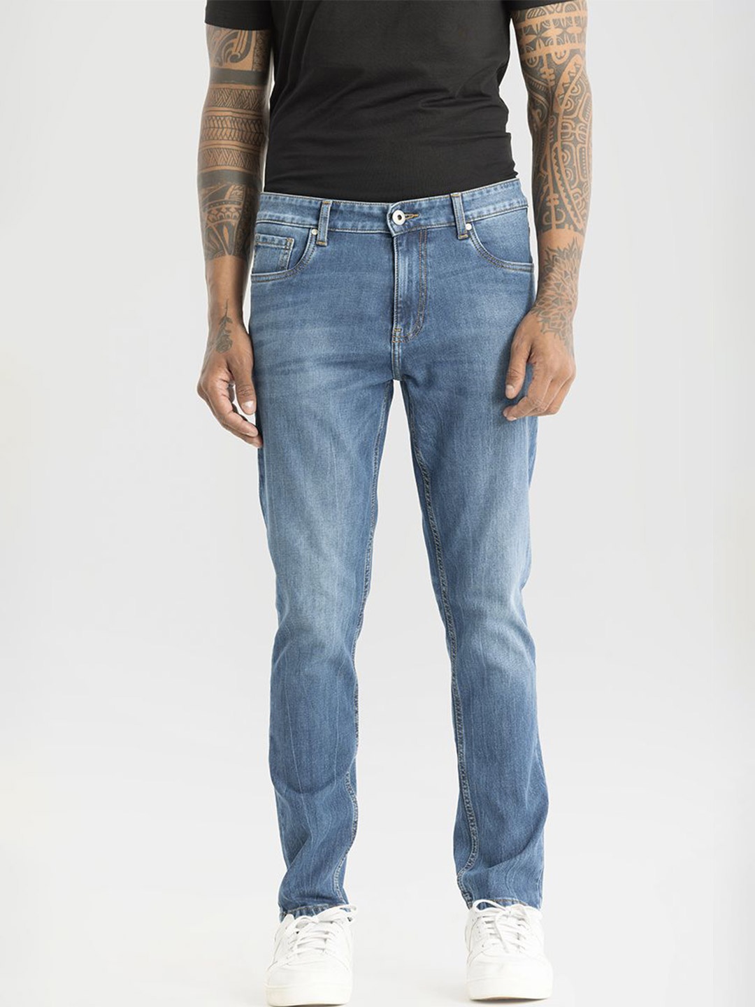 

Snitch Men Smart Regular Fit Light Fade Stretchable Jeans, Blue