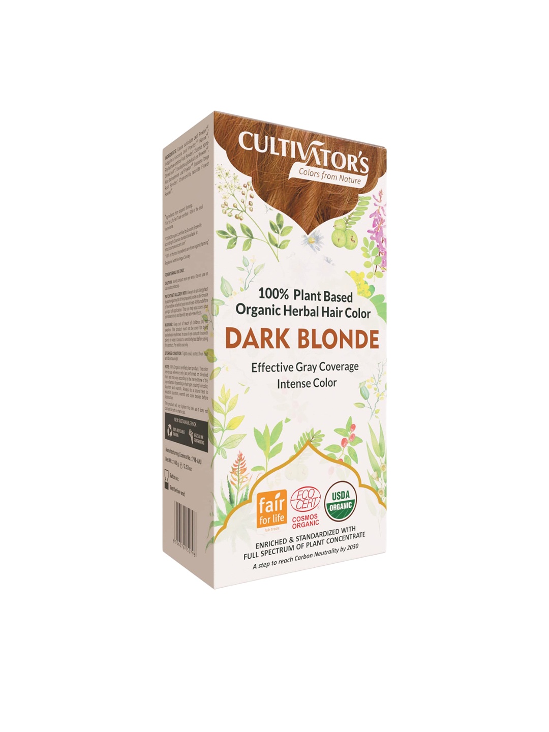 

Cultivators Long-Lasting Organic Hair Color Powder 100g - Dark Blonde, White