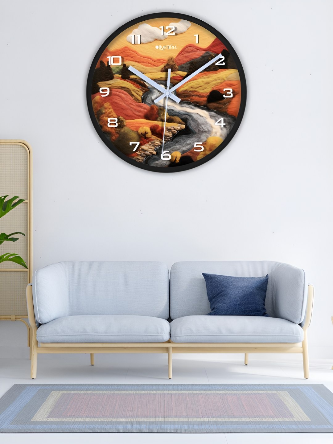 

OLIVE TREE Black & Orange Printed Round Analogue Contemporary Wall Clock