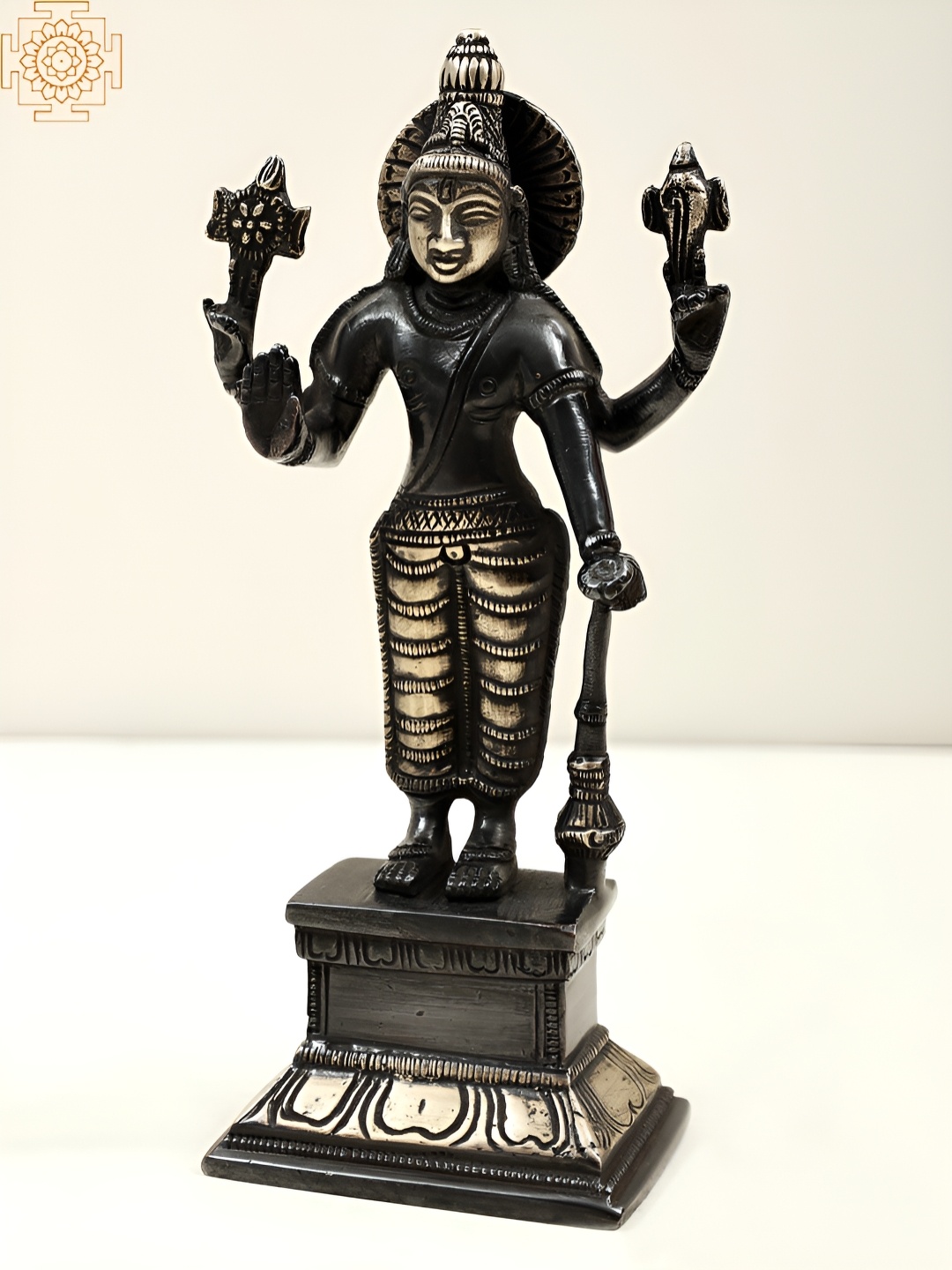 

Exotic India Black & Yellow Textured Lord Vishnu Religious Idol Showpiece
