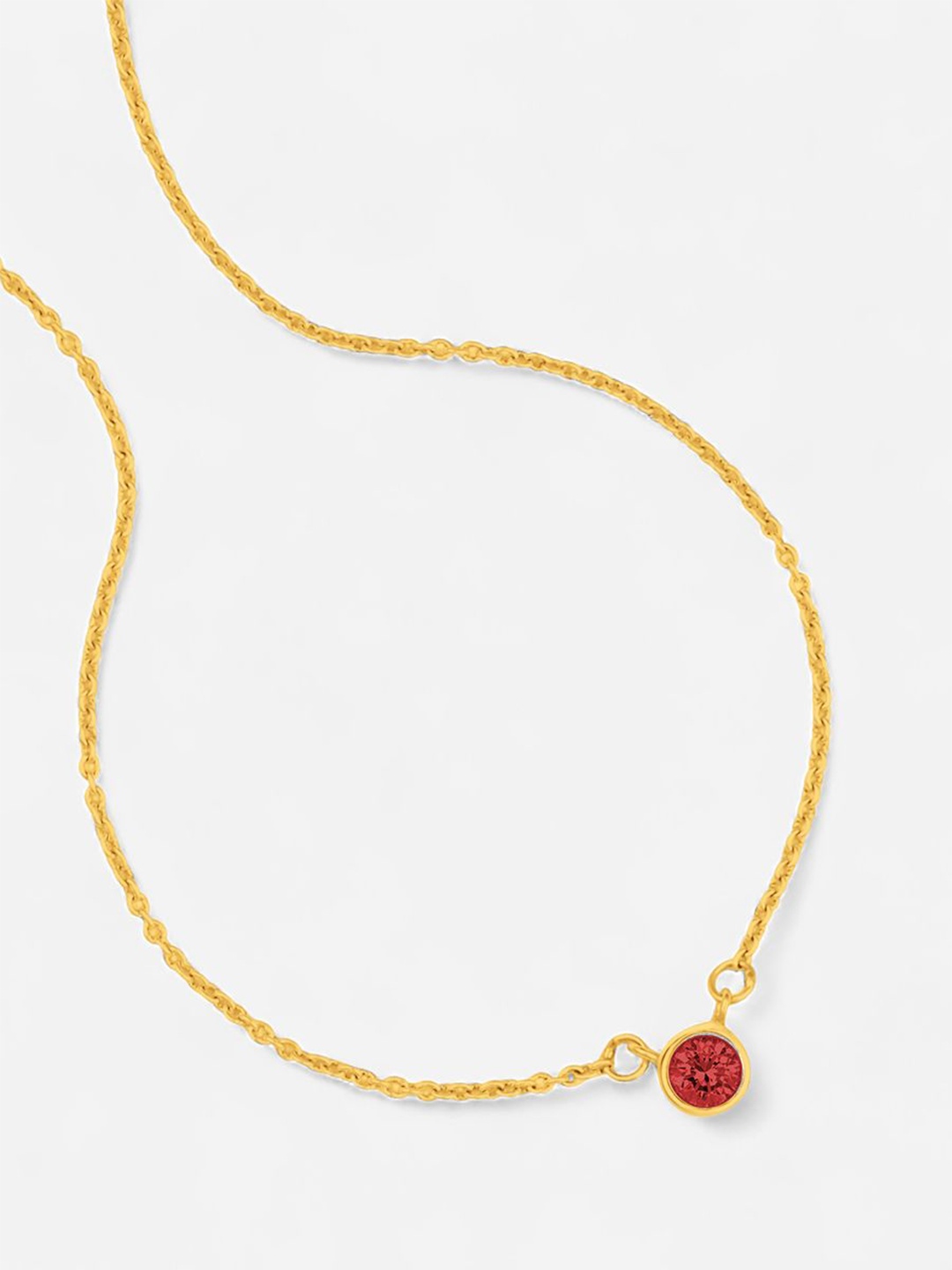 

Trisu 925 Sterling Silver Gold-Plated Garnet Stone Studded Necklace