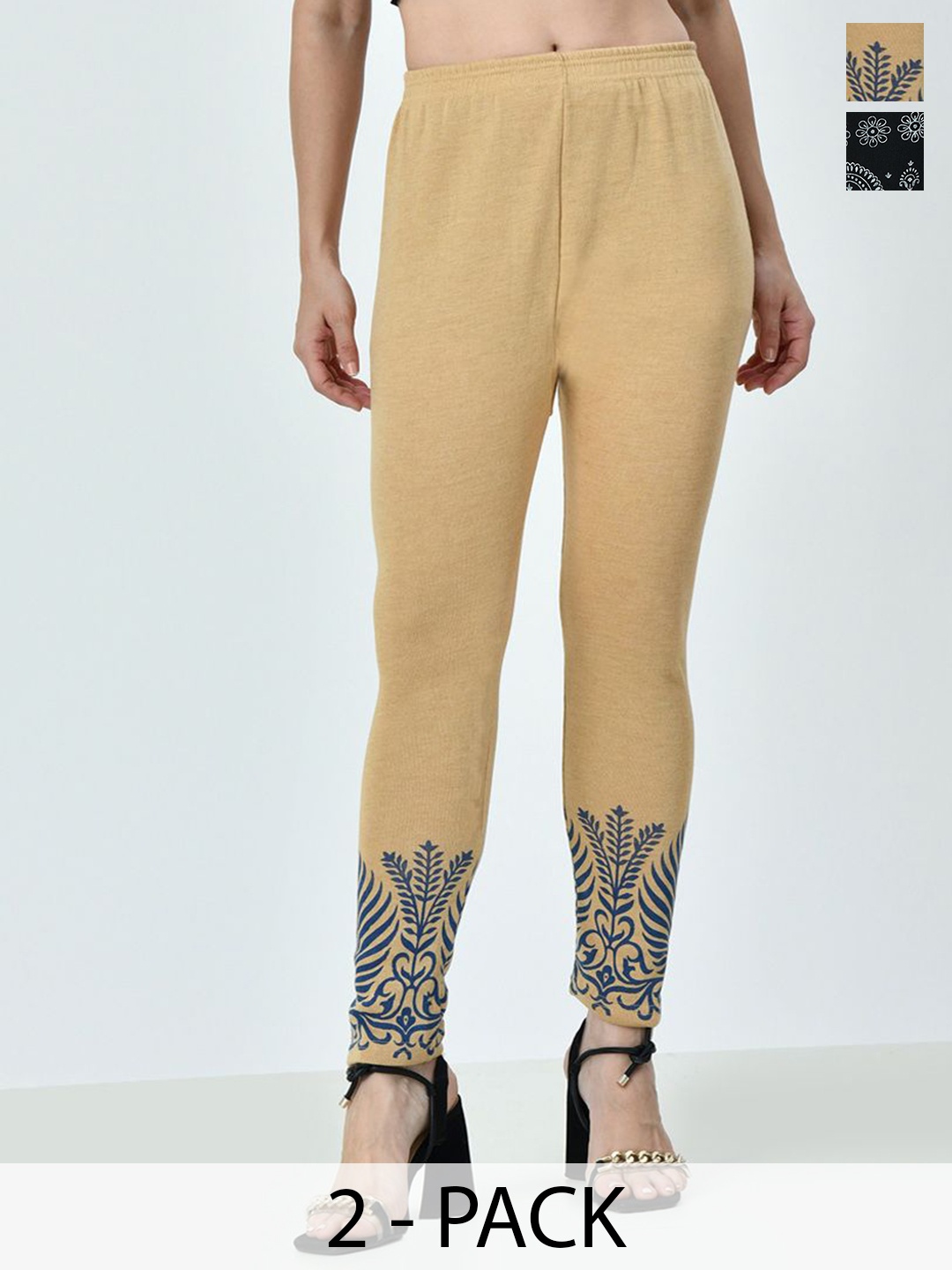 

BAESD Pack Of 2 Wool Printed Ankle-Length Legging, Multi