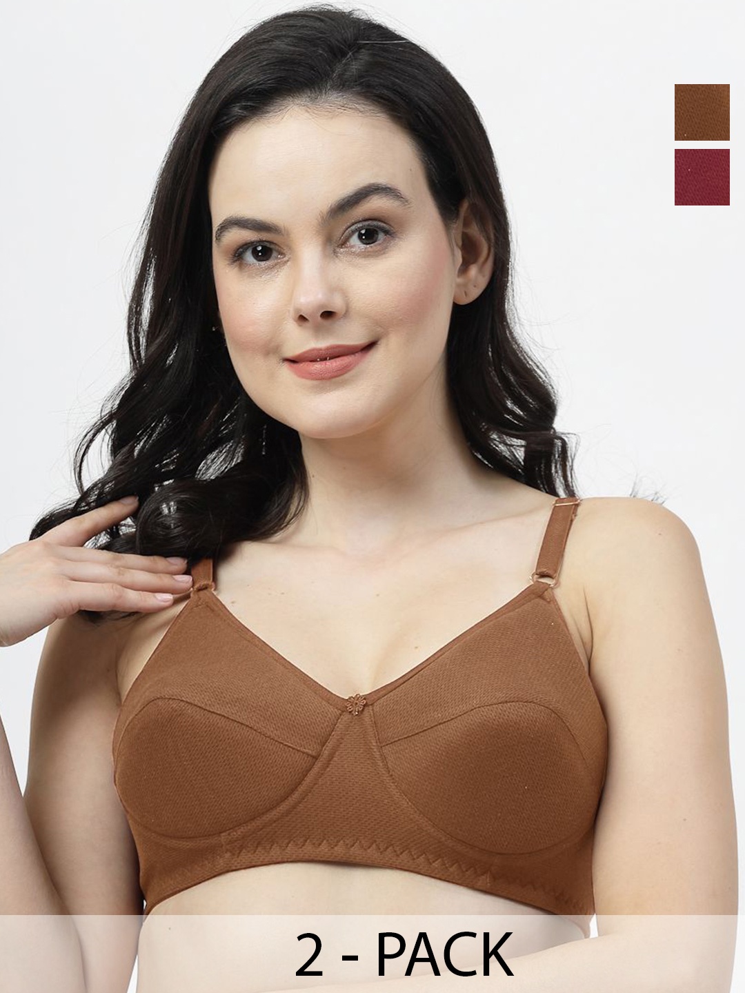 

SHYAM SONS FLAIR Solid Full Coverage Non-Wired Lightly Padded Bra, Maroon