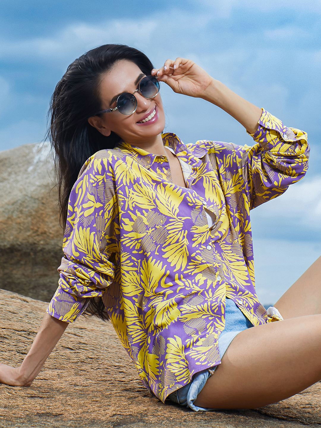 

PINACOLADA Women Relaxed Spread Collar Floral Printed Casual Shirt, Purple