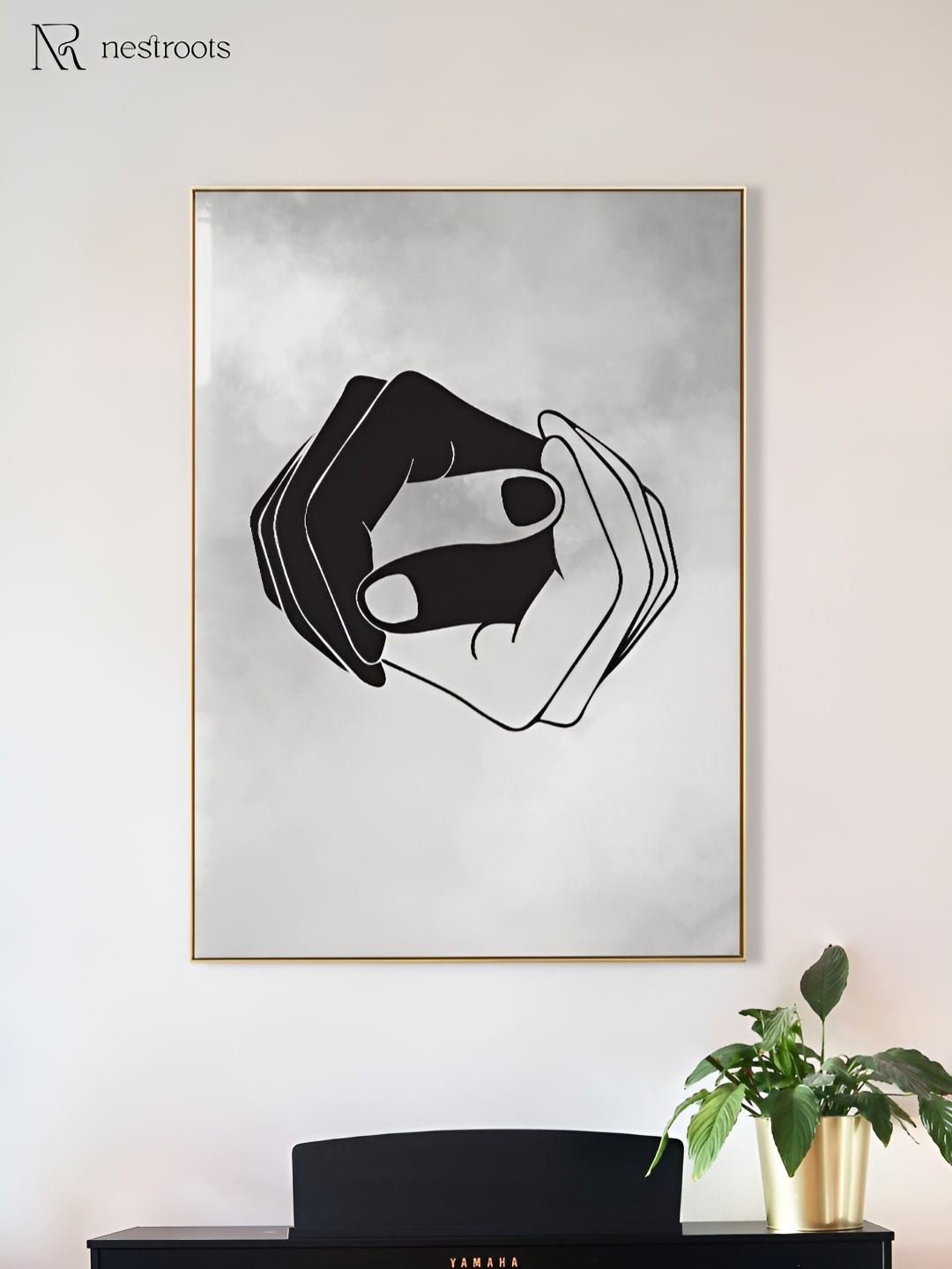 

nestroots Grey & Black A Bridge of Hands Painting Wall Art