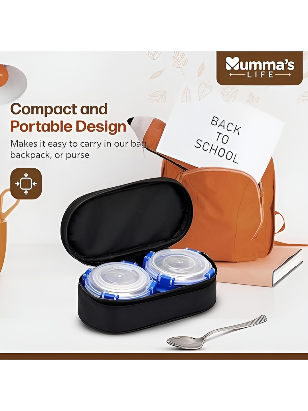 

Mumma's LIFE Black & Transparent 4 Pieces Stainless Steel Lunch Box 280 ml