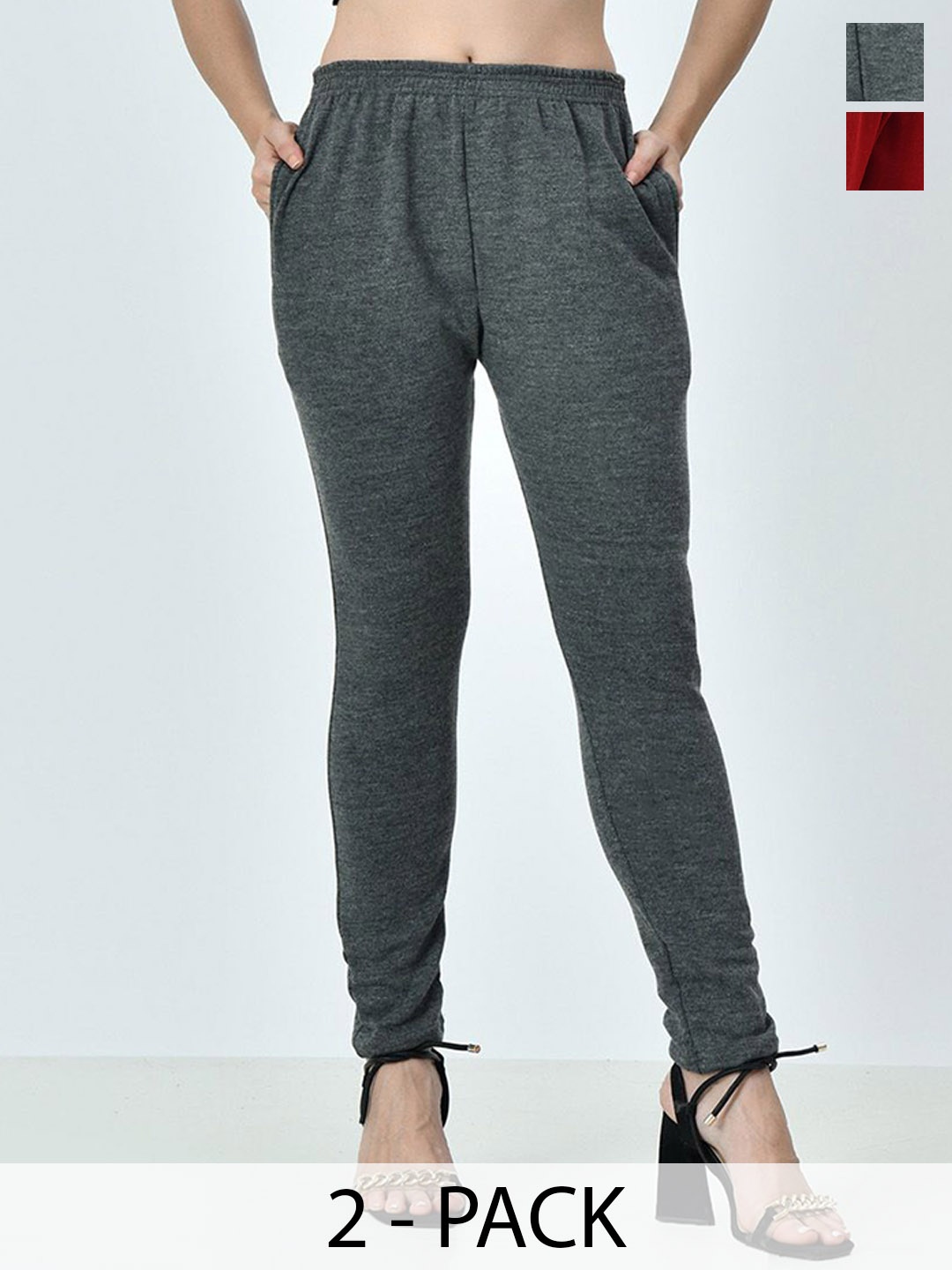

BAESD Pack Of 2 Ankle-Length Leggings, Red