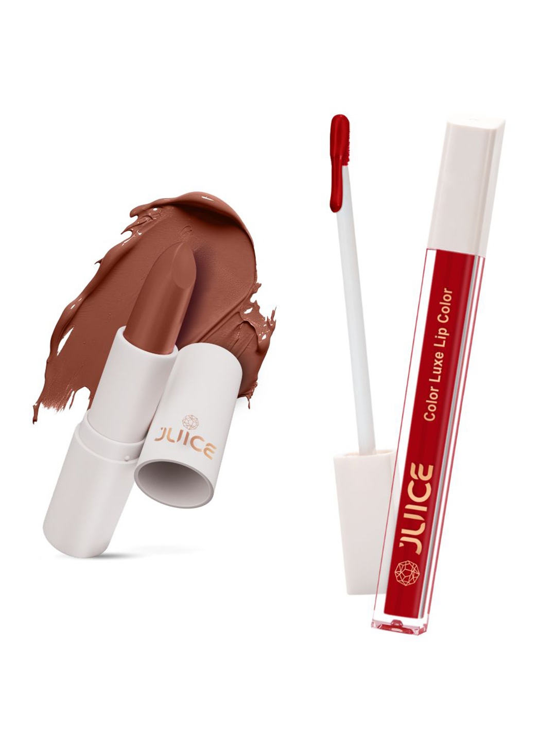 

JUICE Set of Color Luxe Lip Color 2.5ml & Kiss Sensation Lipstick 4g - Shade M23 & M07, Brown