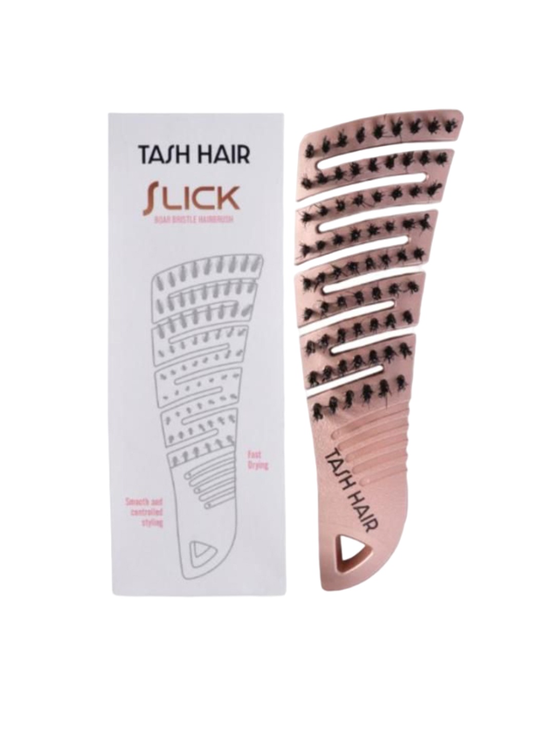 

TASH HAIR Slick Vented Design Boar Bristle Detangle Hair Brush, Metallic