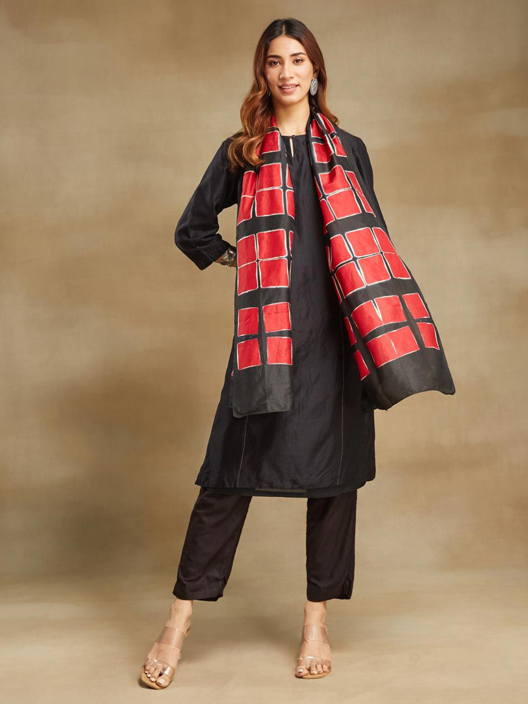 

Fabindia Women Printed Stole, Black