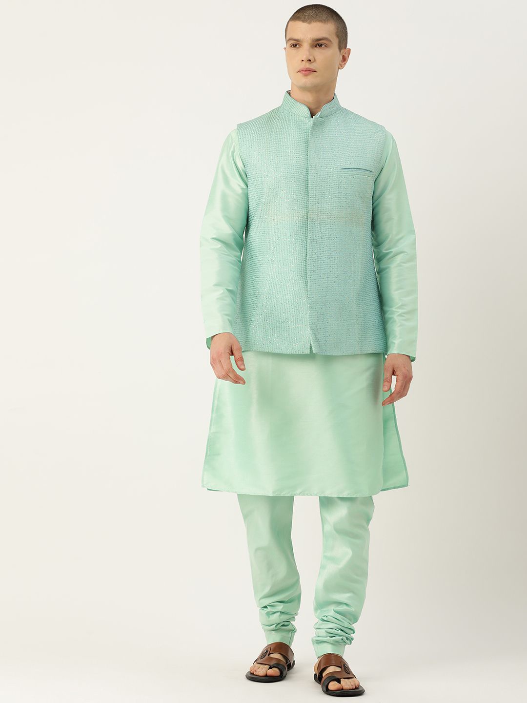 

Sayisha Embellished Nehru Jackets, Turquoise blue