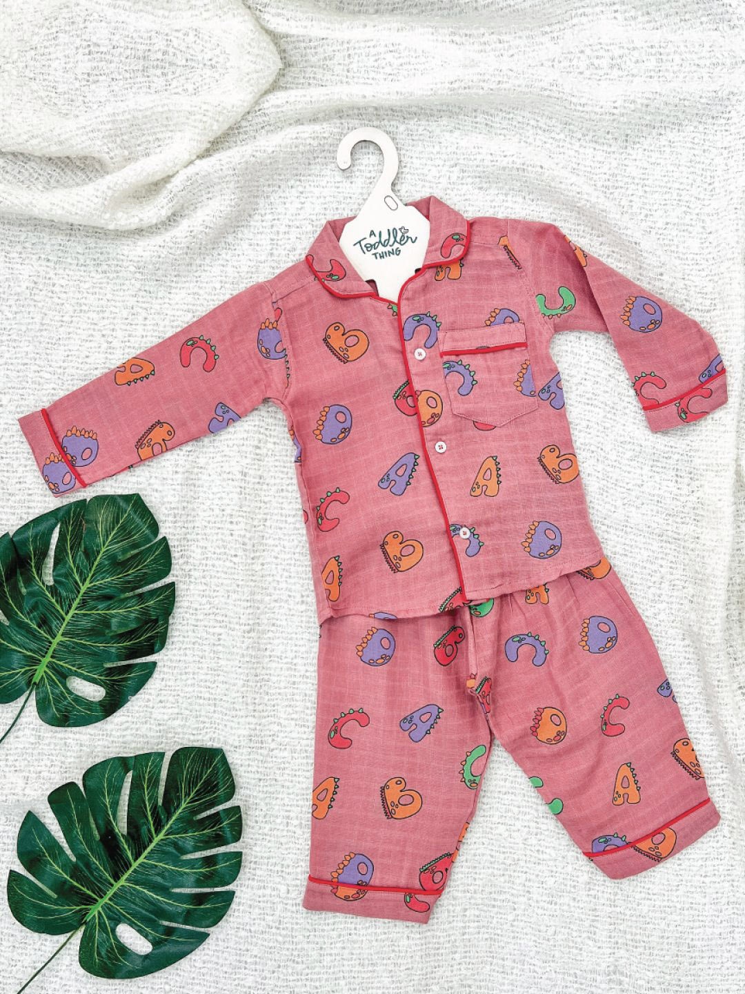 

A Toddler Thing Unisex Kids Printed Night suit, Pink