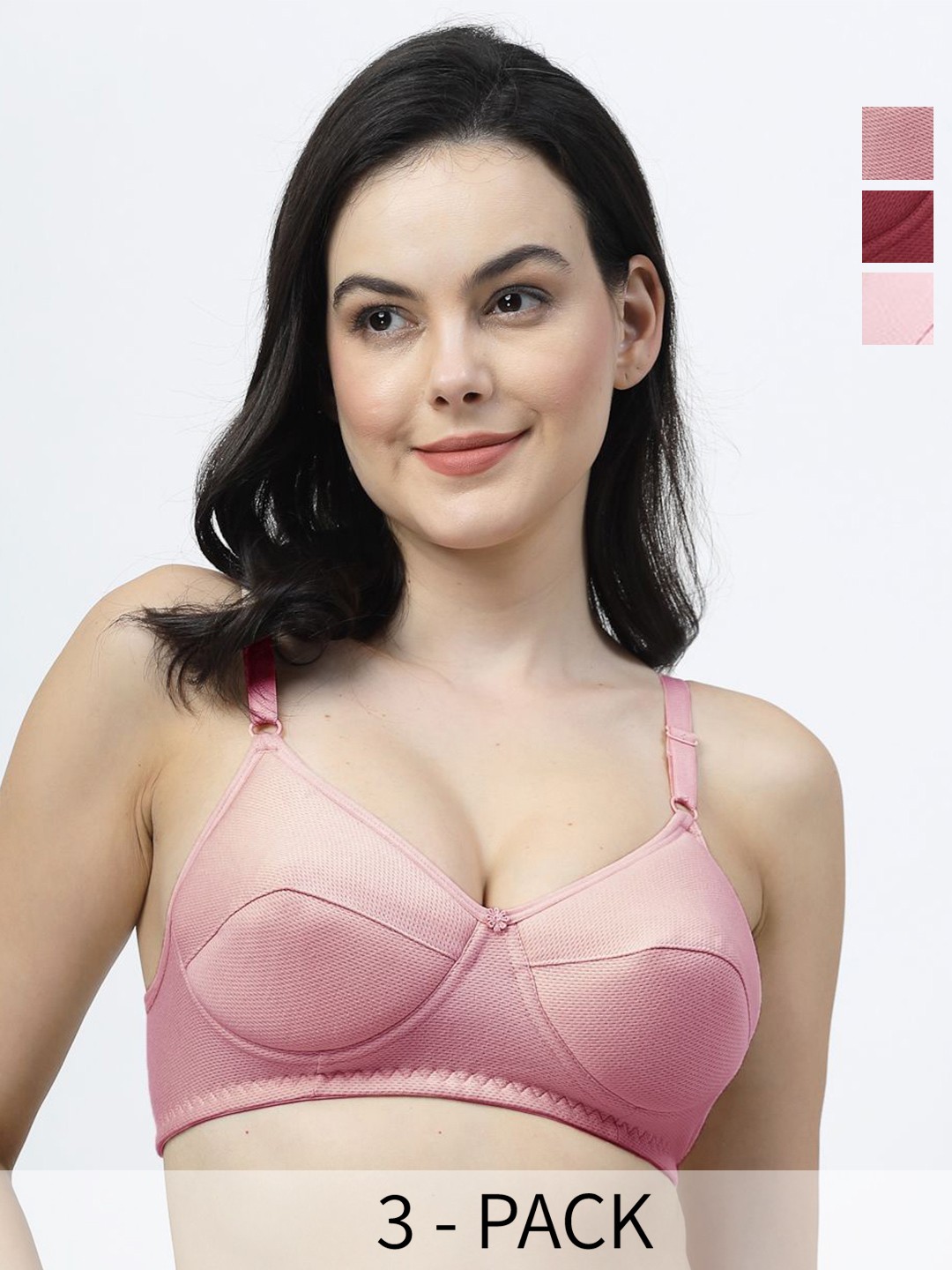 

SHYAM SONS FLAIR Pack Of 3 Full Coverage Lightly Padded Everyday Bra, Maroon