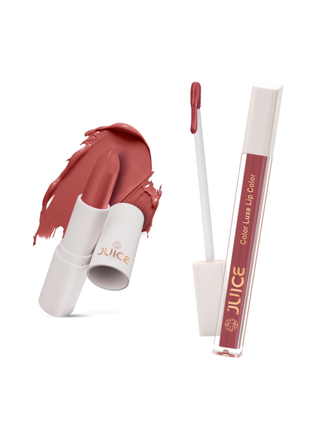 

JUICE Set of Color Luxe Lip Color 2.5ml & Kiss Sensation Lipstick 4g - Shade M20 & M16, Brown