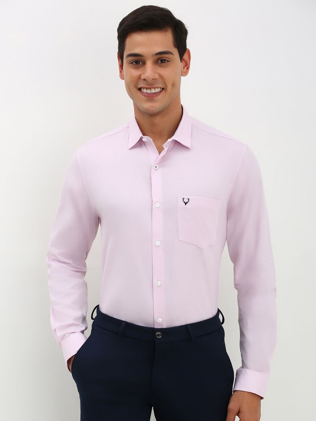 

Allen Solly Men Spread Collar Solid Cotton Slim Fit Formal Shirt, Pink
