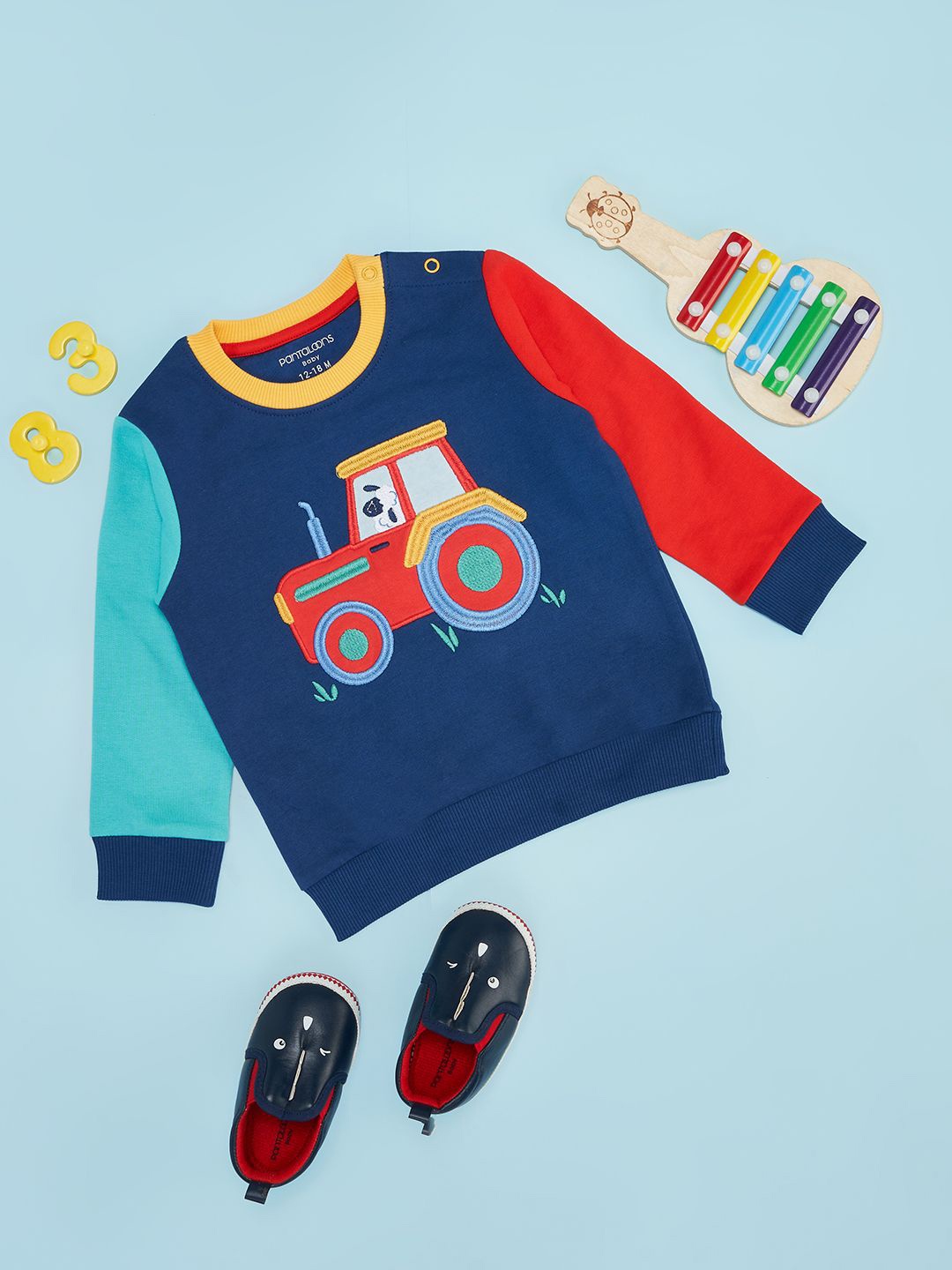 

Pantaloons Baby Boys Embroidered Sweatshirt, Navy blue