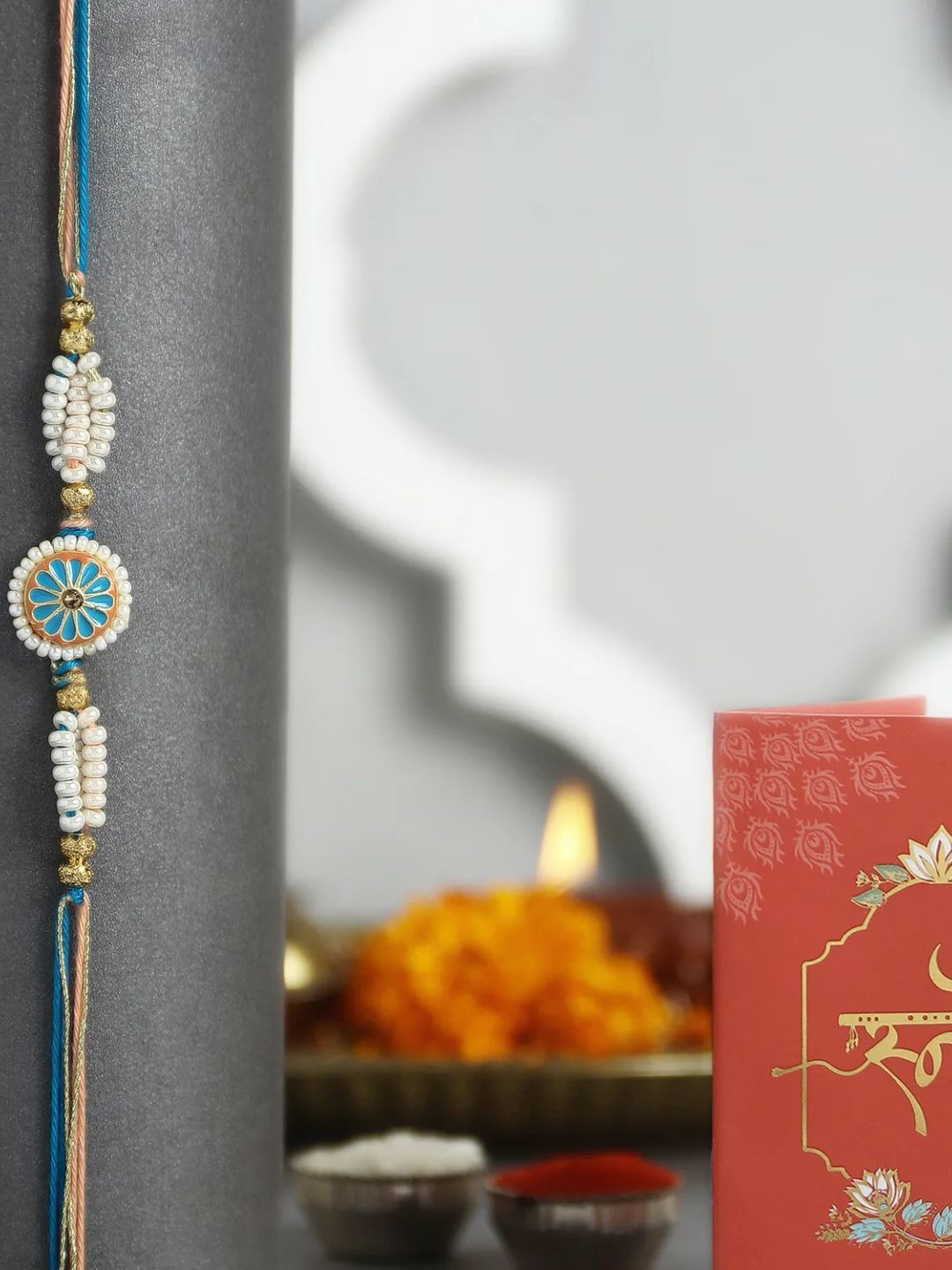 

fnp Rakhi With Cake & Roli Chawal Gift Set, Blue