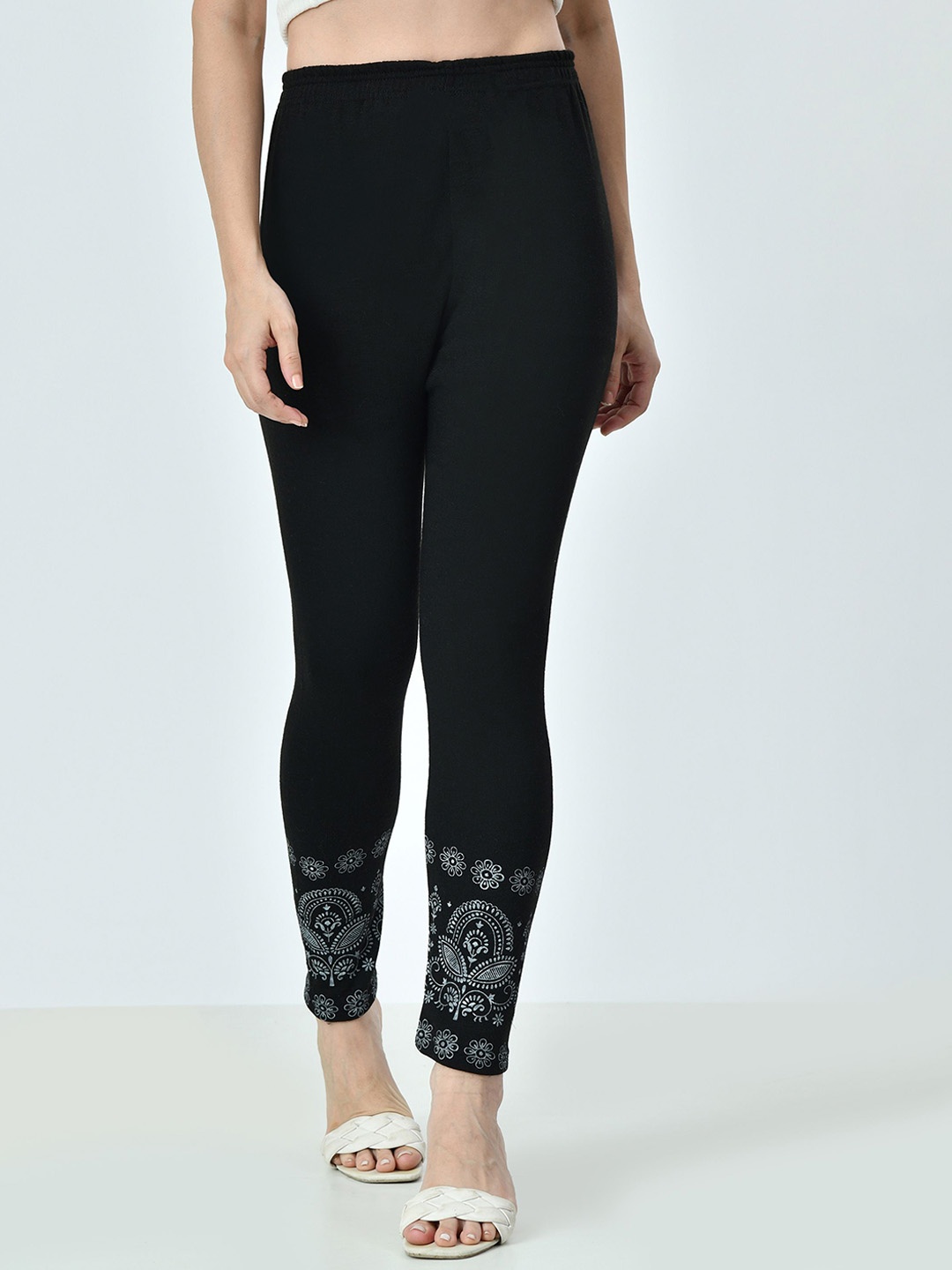 

BAESD Women Printed Ankle Length Leggings, Black