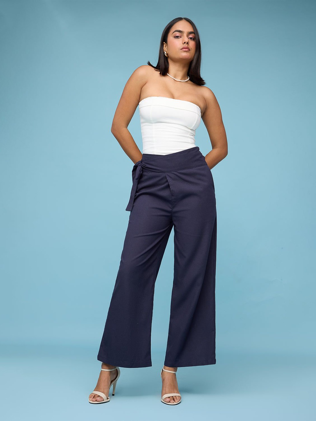 

FREAKINS Navy Blue Wrap Around Korean Pants