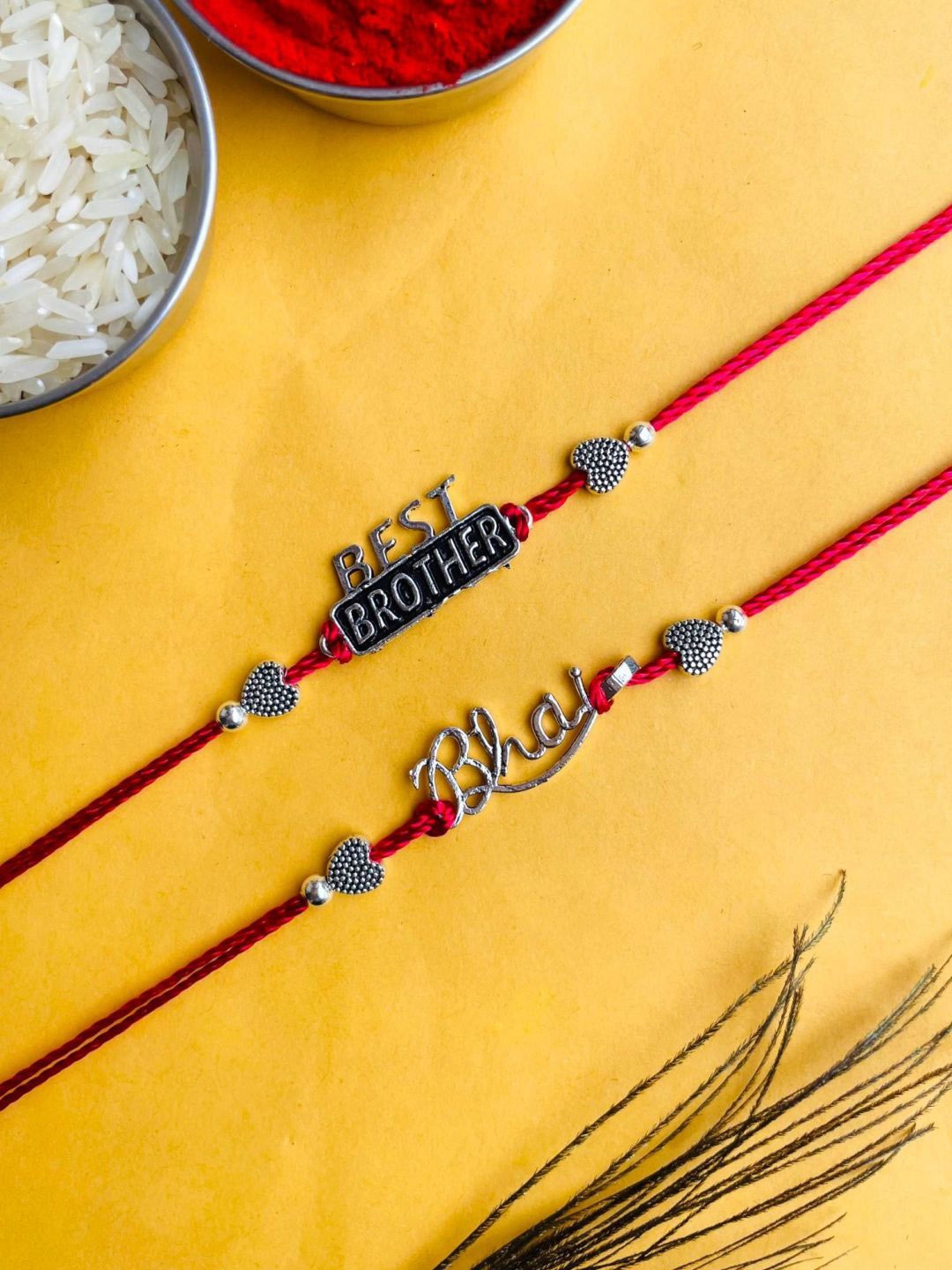 

Crunchy Fashion Set of 2 Oxidised Thread Rakhis, Silver