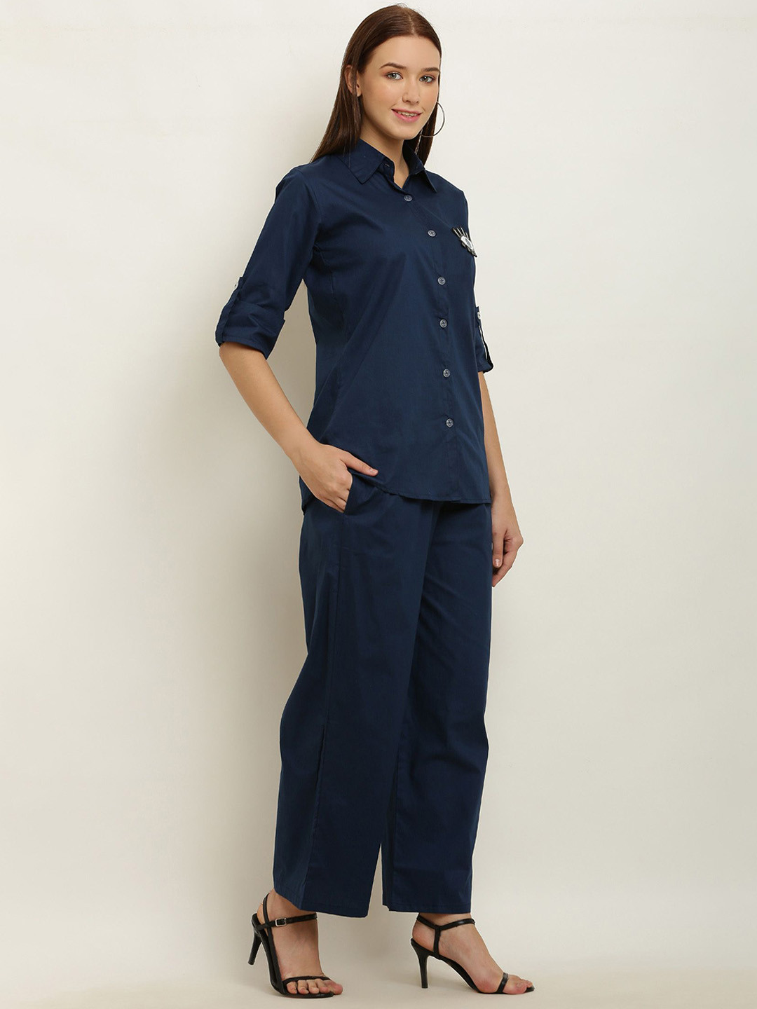 

BAESD Pure Cotton Shirt With Trouser, Navy blue