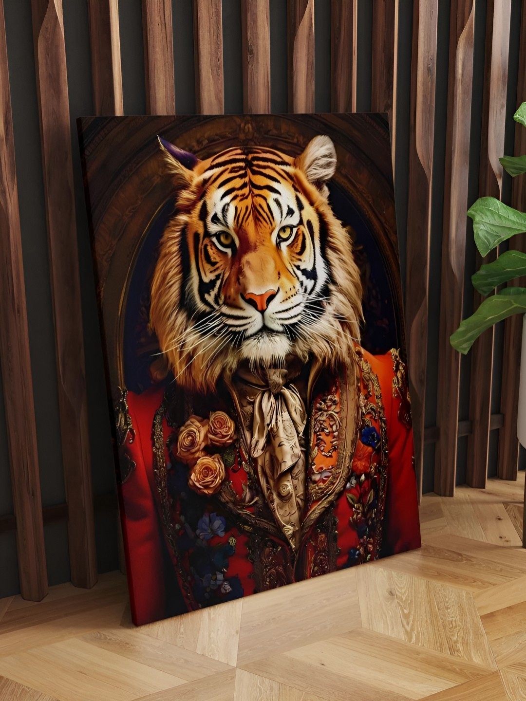 

CLAWCRAFTS Brown and White Wooden Animal Wall Painting