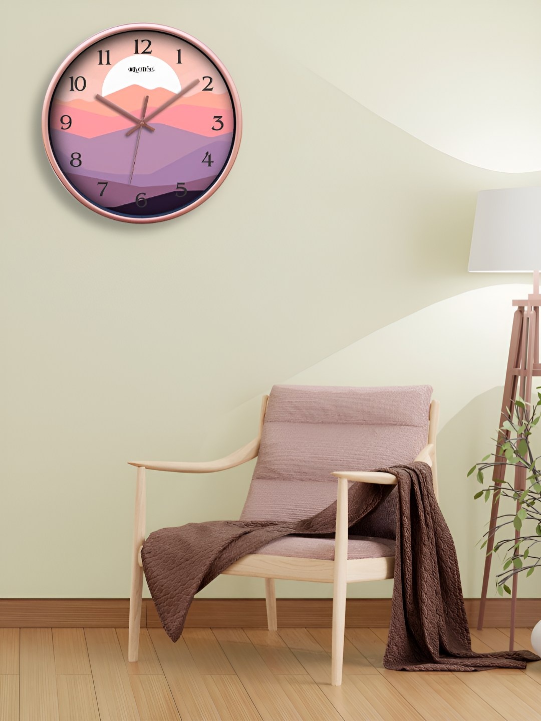 

OLIVE TREE Copper-Toned & Pink Printed Contemporary Analogue Round Wall Clock