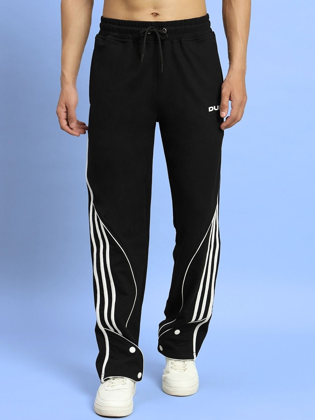 

WEARDUDS Self Design Men Striped Relaxed-Fit Joggers, Black