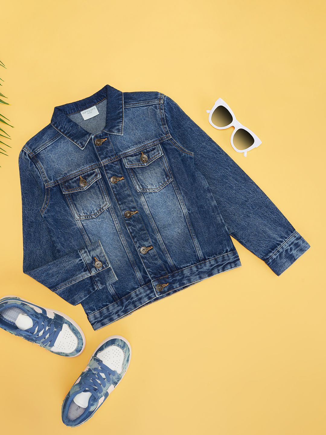 

Pantaloons Junior Boys Denim Jacket with Embroidered, Blue