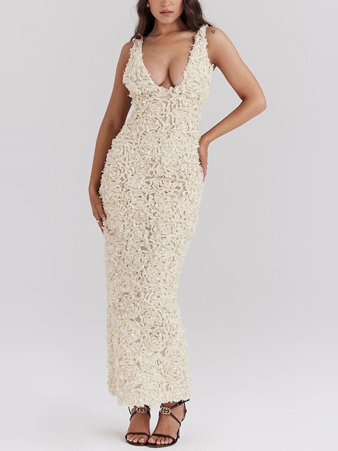 

StyleCast x Revolte Women V-neck Maxi Bodycon Dress, White