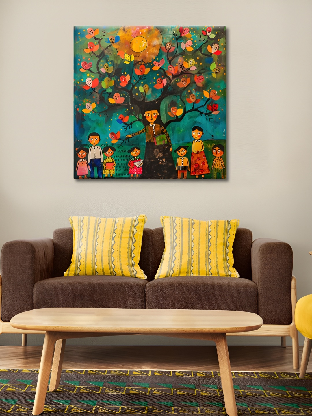 

OLIVE TREE Blue & Orange 1 Piece Floral and Botanical Wall Art