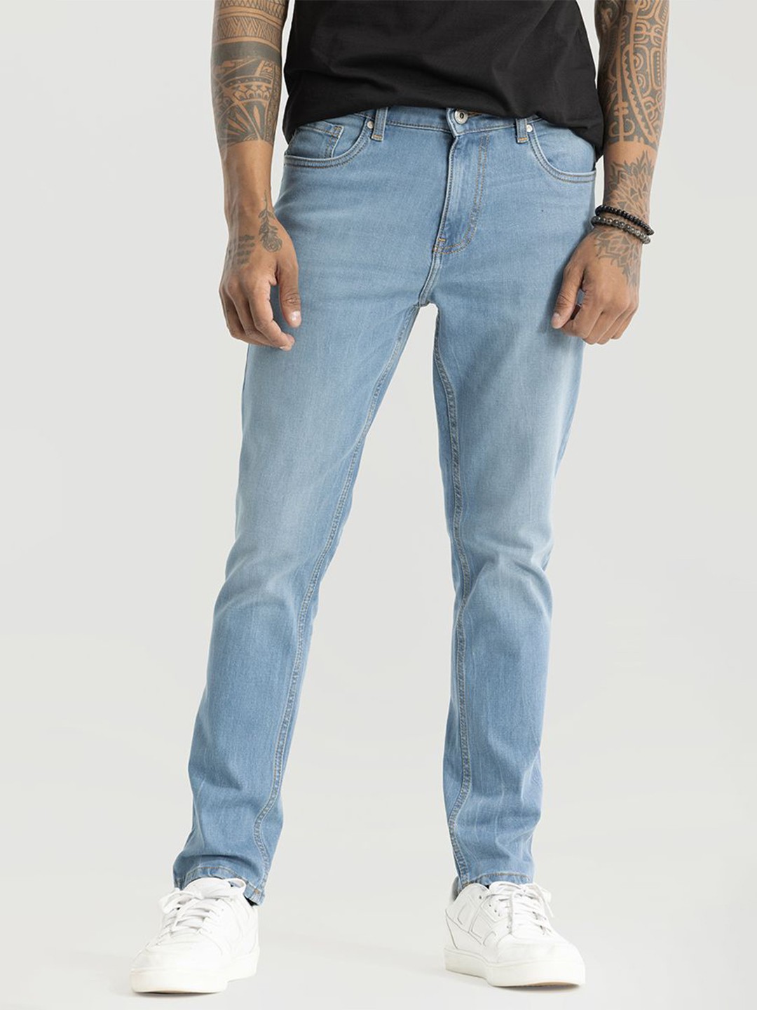 

Snitch Men Smart Regular Fit Light Fade Stretchable Jeans, Blue