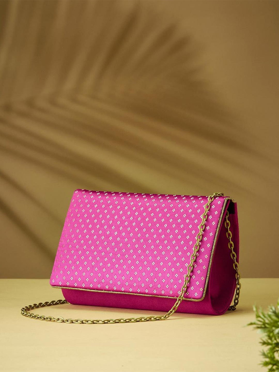 

Fabindia Brocade Textured Purse Clutch, Pink