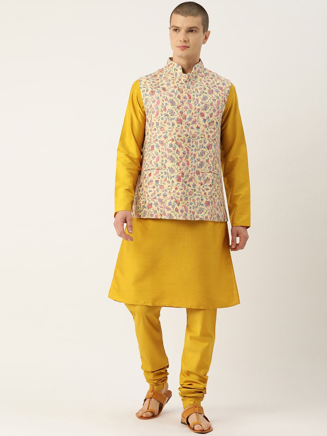 

Sayisha Printed Nehru Jacket, Beige
