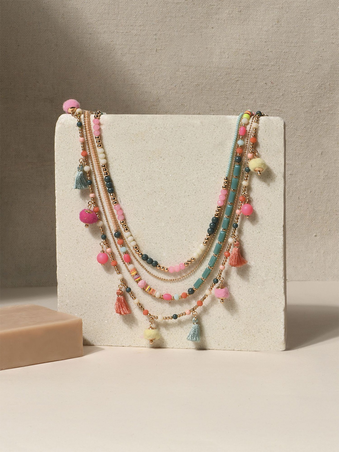 

Accessorize London Beaded Layered Necklace, Gold