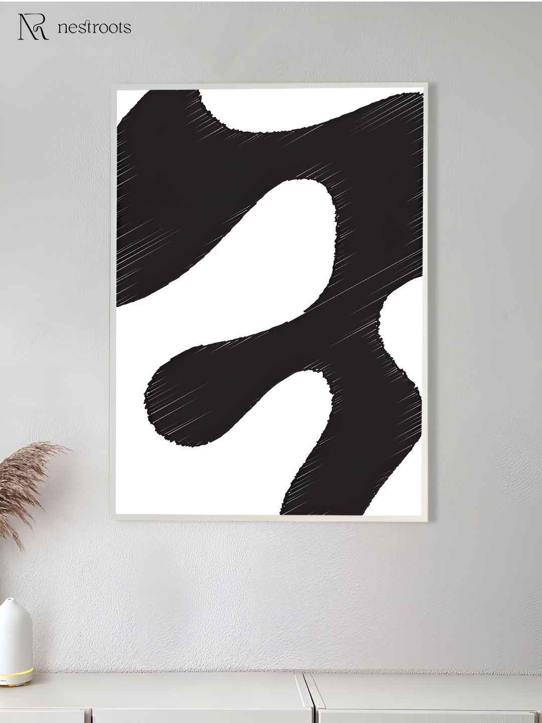 

nestroots A Labyrinth of Ink White & Black Canvas Wall Art