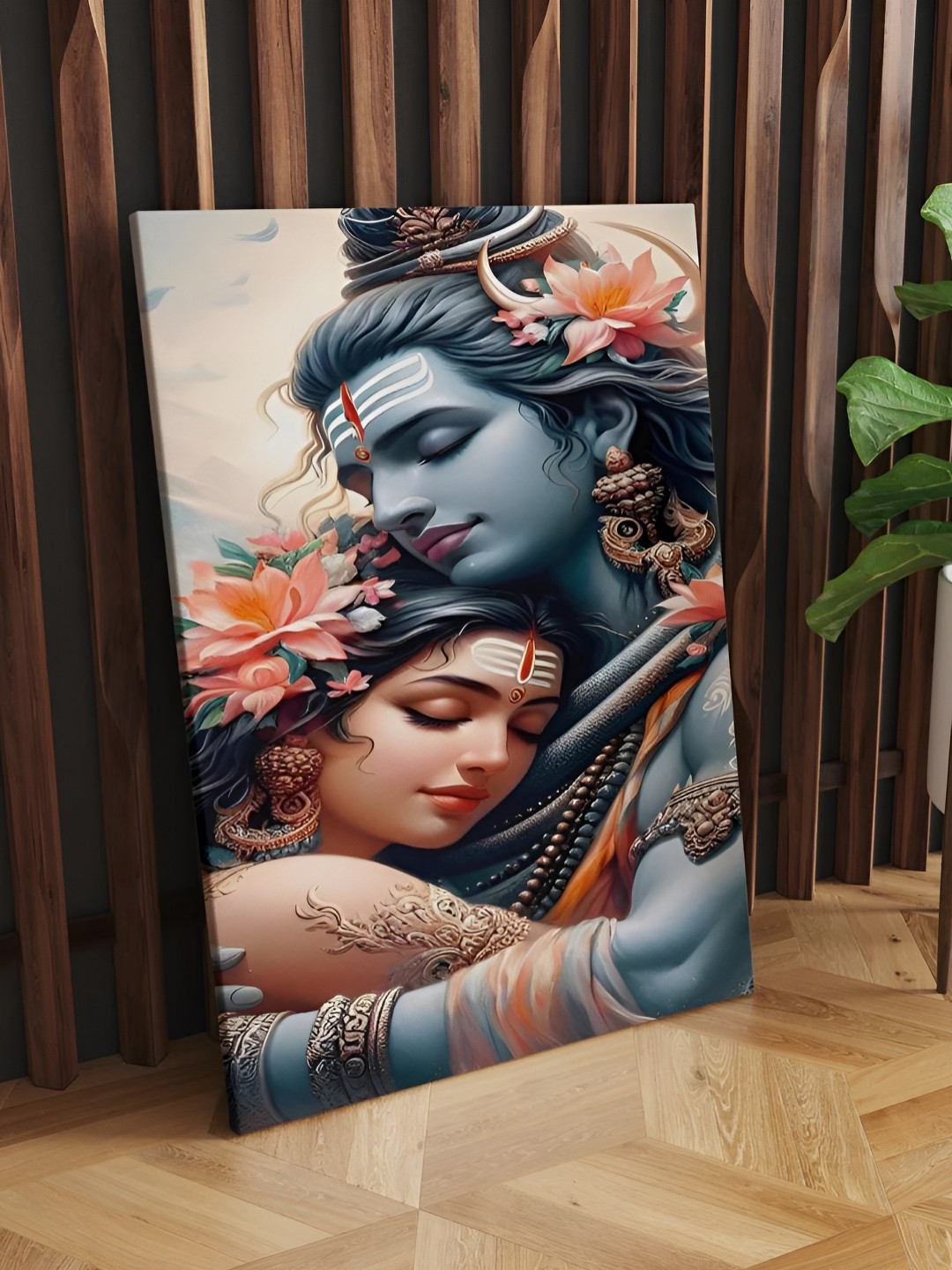 

CLAWCRAFTS Grey and Beige Wooden Religious Wall Painting