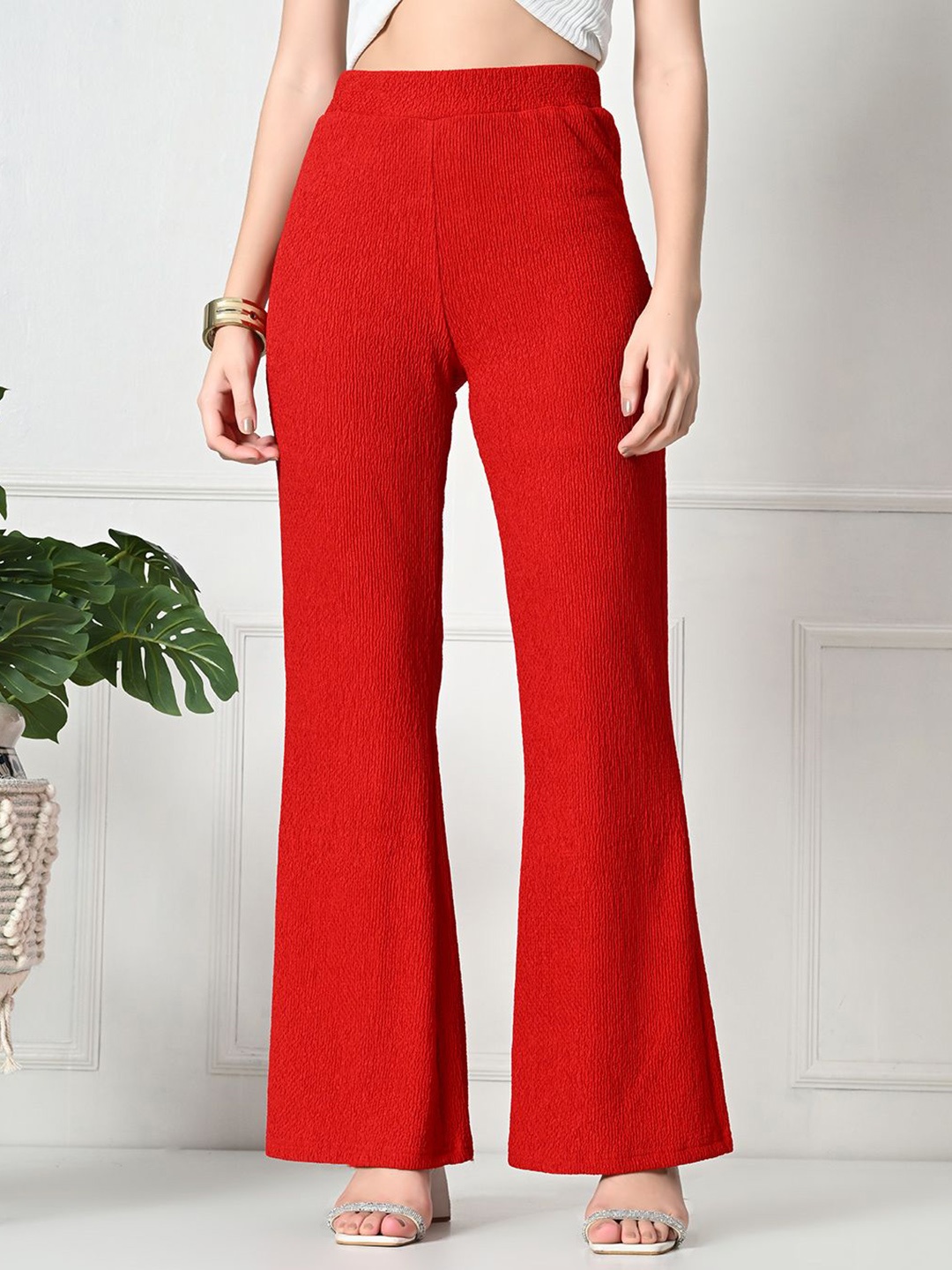 

Gladly Women Comfort High-Rise Non Iron Bootcut Trousers, Red