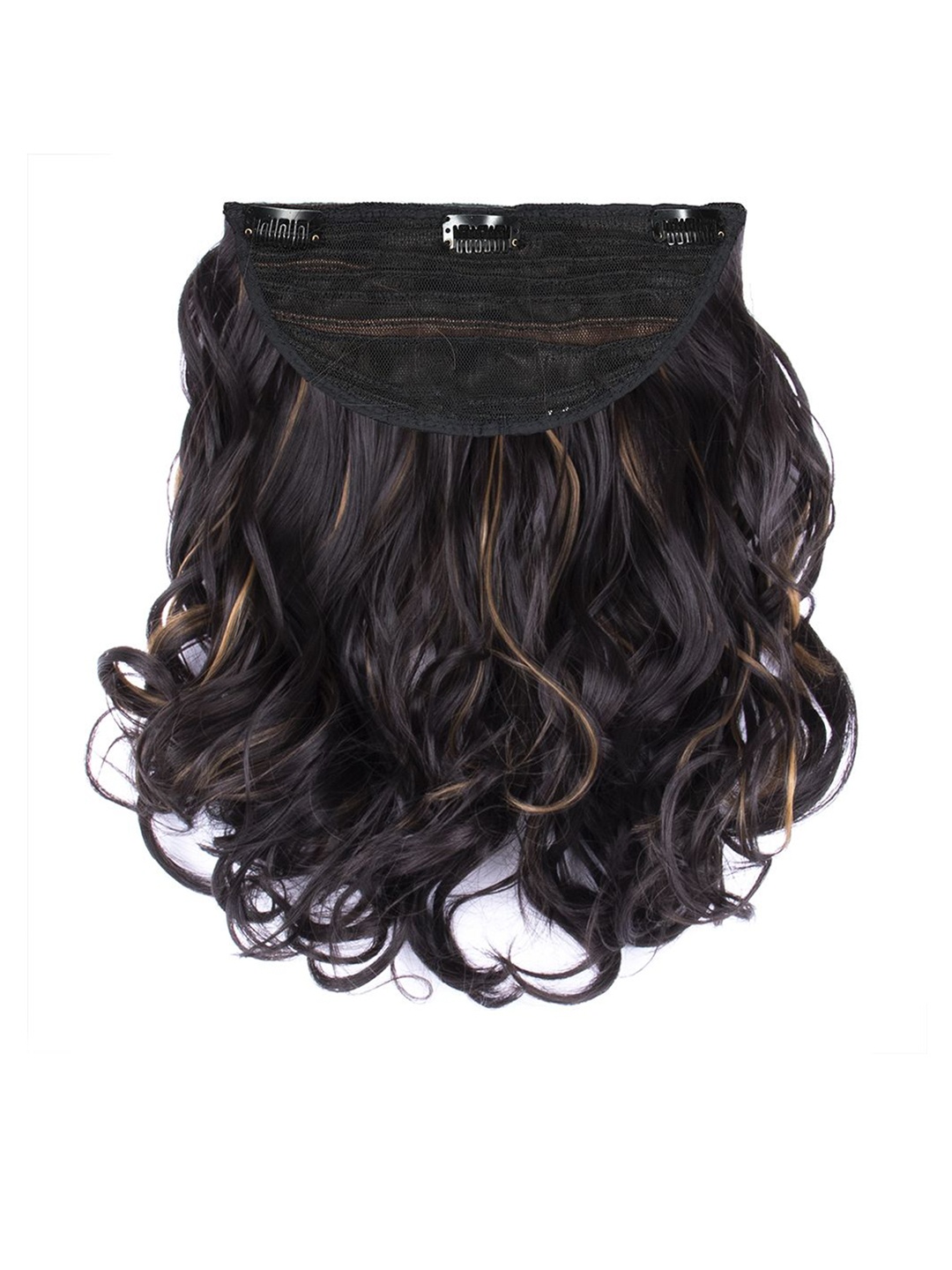 

Streak Street Clip In Wavy Hair Extension - 18 Inch - Dark Brown With Golden Highlights, Gold