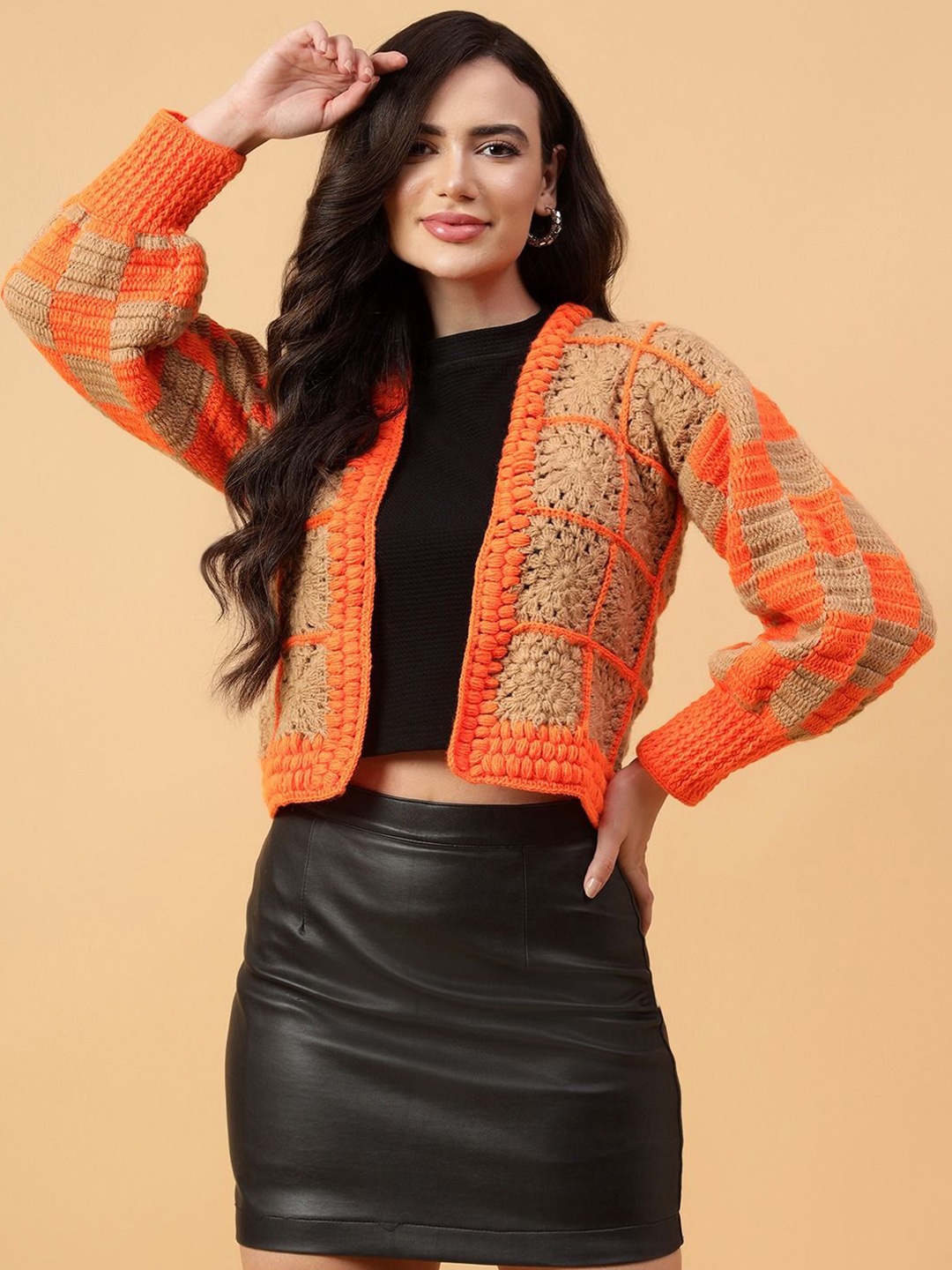 

Velvery Women Cardigan with Applique Detail, Brown